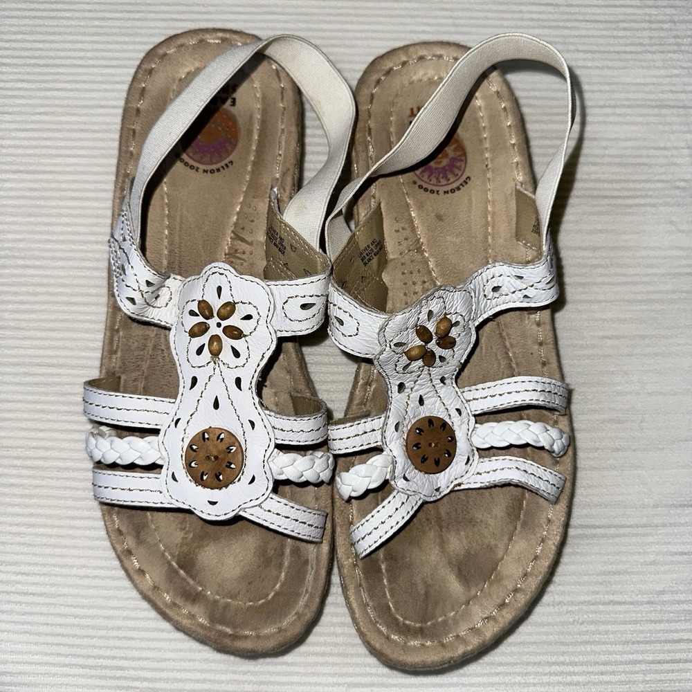 Earth Spirit Erica White Leather Comfort Slingback Sandals Womens 9 WMES26ER009